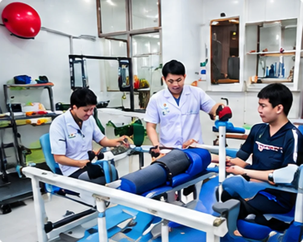 Người bệnh tập luyện tại khu phục hồi chức năng